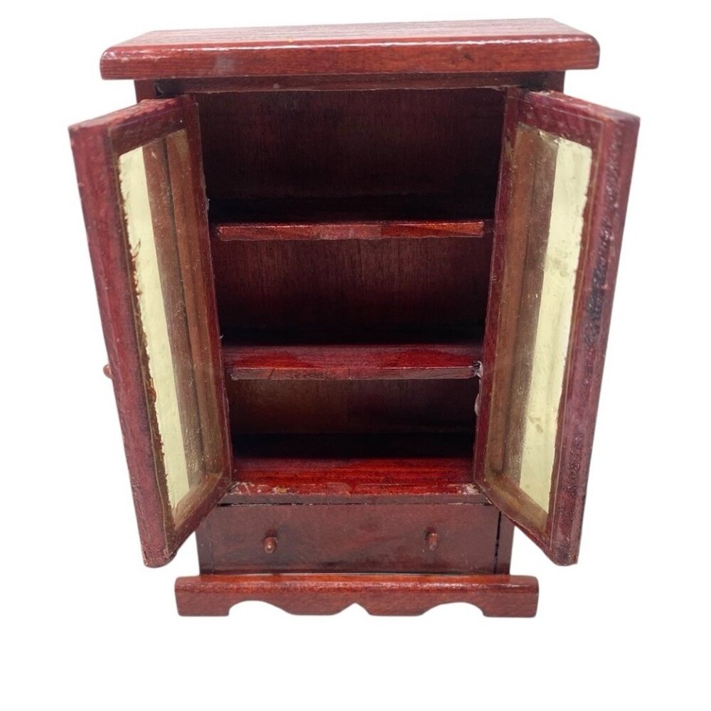 Dollhouse Wood Cherry Display Cabinet Hutch  4.5" Tall Miniature Furniture - Picture 5 of 6